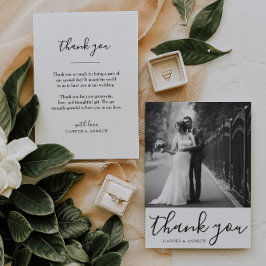 Elegant Black White Bröllop Photo Tackto You Card Tack Kort