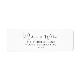 Elegant Black & White Bröllop Returadress Returadress Etikett