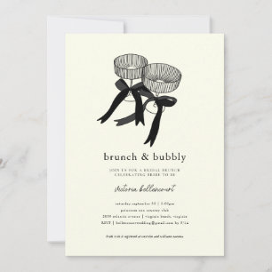 Elegant Black White Brunch Bubly Möhippa Inbjudningar