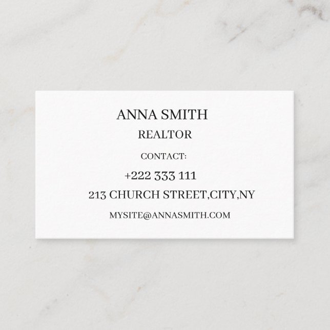 Elegant Black & White Business Card Visitkort (Framsida)