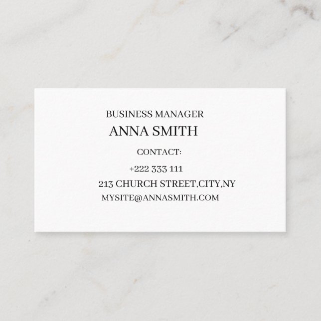 Elegant Black & White Business Card Visitkort (Framsida)