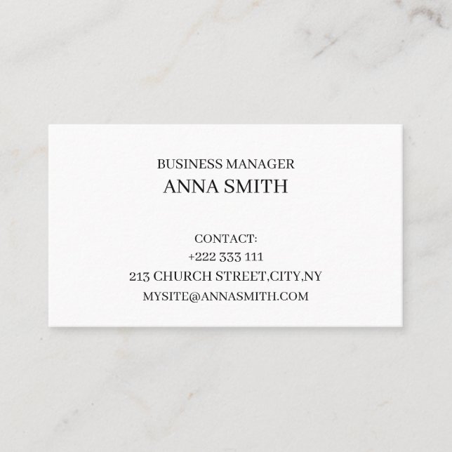 Elegant Black & White Business Card Visitkort (Framsida)