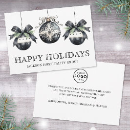 Elegant Black White Business Logo Christmas Julkort