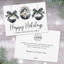 Elegant Black White Business Logotyp jul Julkort
