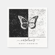 Elegant Black & White Butterfly Baby Shower-skåra