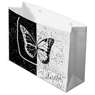 Elegant Black & White Butterfly Calligraphy Namn