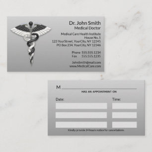 Elegant Black White Caduceus Classy Noble Medical Tidsbeställning Kort