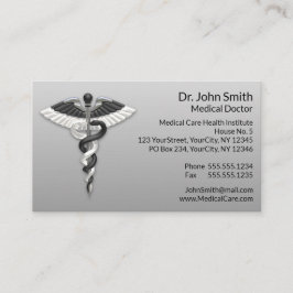 Elegant Black White Caduceus Classy Noble Medical Tidsbeställning Kort
