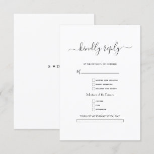 Elegant Black White Calligraphy Bröllop OSA Kort