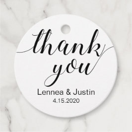 Elegant Black White Calligraphy Bröllop Tack Gåvor Etiketter