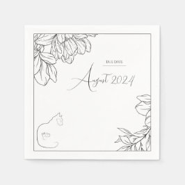 Elegant Black & White Cat Lover Baby Shower Pappersservett