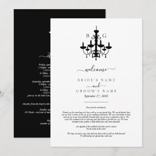 Elegant Black White Chandelier Bröllop Itinerary