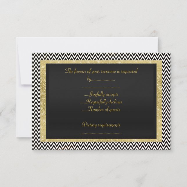ELEGANT Black white Chevron OSA Kort (Framsida)