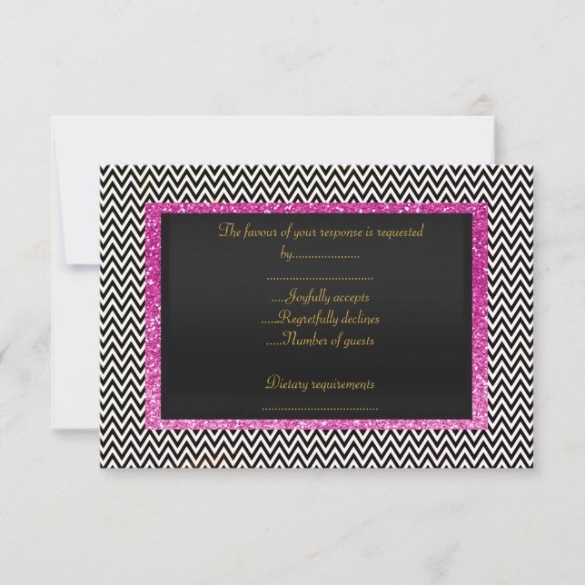 ELEGANT Black white Chevron OSA Kort (Framsida)