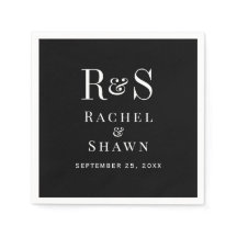 Elegant Black & White Chic Modern Monogram Bröllop