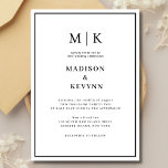 Elegant Black & White Classic Bröllop Inbjudningar<br><div class="desc">Svartvit bröllopsinbjudan Den här eleganten,  moderna blöjor för bröllop eller möhippa har en enkel svartvit textdesign som utesluter minimalistiskt stil. Lägg till initialer eller monogram för att göra dem helt egna.</div>