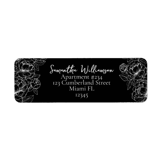 Elegant Black White Classic Bröllop Returadress Etikett (Framsidan)