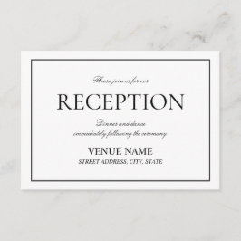 Elegant Black & White Classic Script Reception Tilläggskort