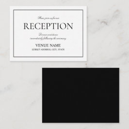 Elegant Black & White Classic Script Reception Tilläggskort