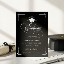 Elegant Black White College Graduation 