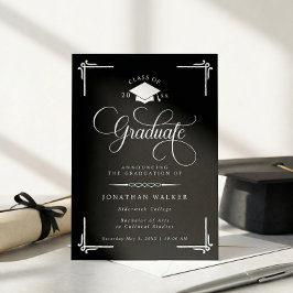 Elegant Black White College Graduation  Meddelande
