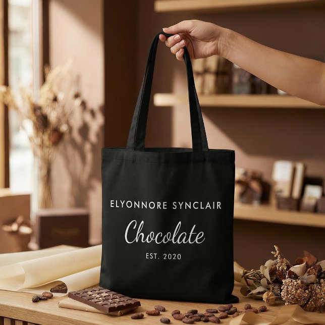 Elegant Black White Custom Chocolate Customer Gift Tygkasse (Skapare uppladdad)