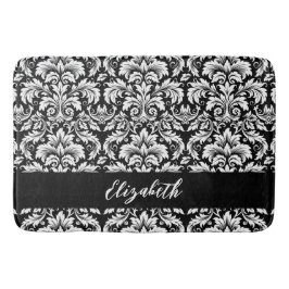 Elegant Black White Damask Badrumsmatta