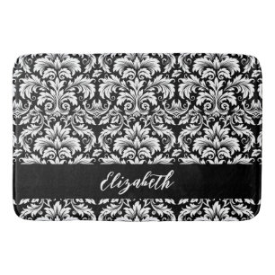 Elegant Black White Damask Badrumsmatta