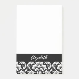 Elegant Black White Damask Post-it Block