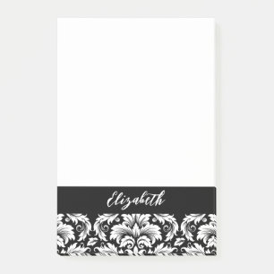 Elegant Black White Damask Post-it Block