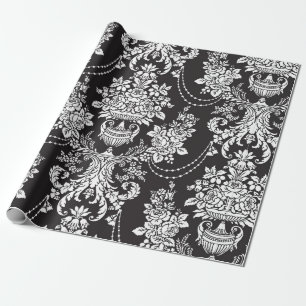 Elegant Black White Damask Presentpapper