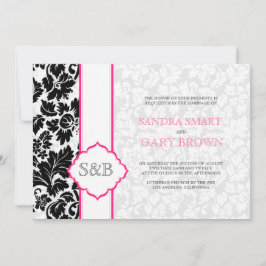 Elegant Black & White Damasks Bröllop Inbjudningar