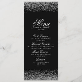 Elegant Black & White Diamond Bröllop Menu Meny