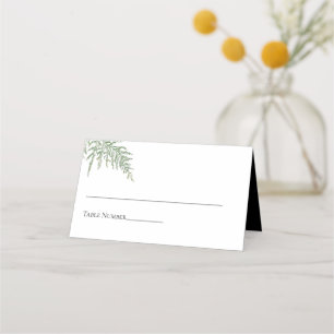 Elegant Black White Fern Greenery Bröllop Placeringskort