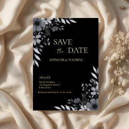 Elegant Black & White Floral Save the card