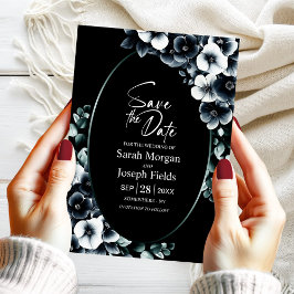 Elegant Black White Floral Save the Date Inbjudningar