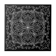 Elegant Black White Flowers Butterfly Decorative
