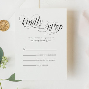 Elegant Black White Forme Bröllop OSA Kort