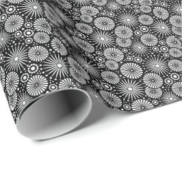 Elegant Black White Geometric Flowers Starburst Presentpapper