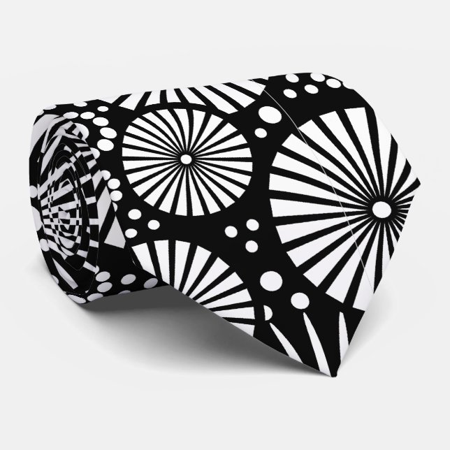 Elegant Black White Geometric Flowers Starburst Slips (Rullad)