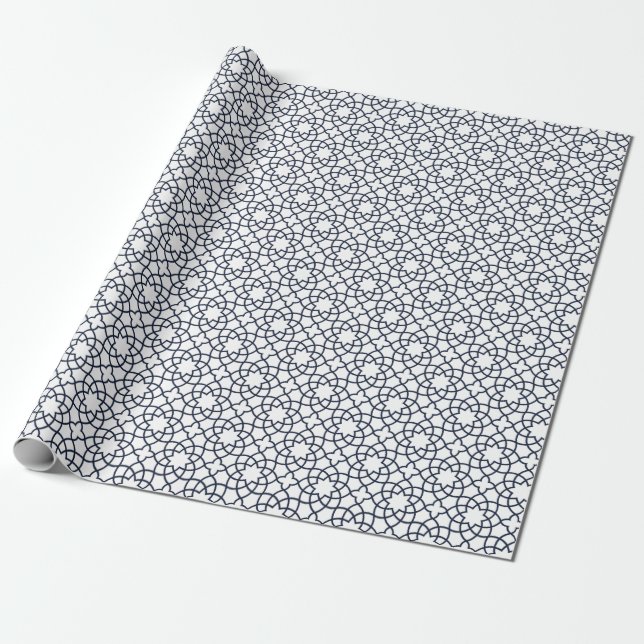 Elegant Black White Geometric Islamic Mönster Presentpapper (Utrullad)