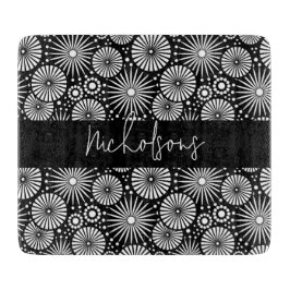 Elegant Black White Geometric Starburst Name