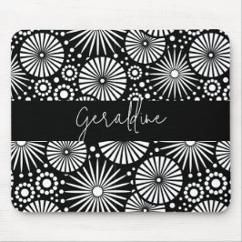 Elegant Black White Geometric Starburst Name Musmatta