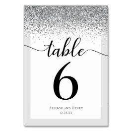 Elegant Black White Glitter Bröllop Bordsnummer