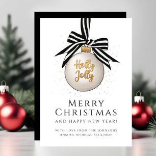 Elegant Black White God jul Bauble Julkort