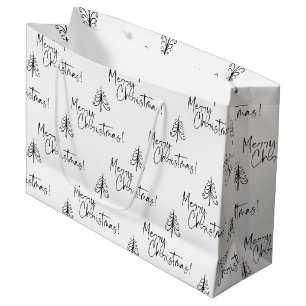 Elegant Black White God jul Träd Mönster