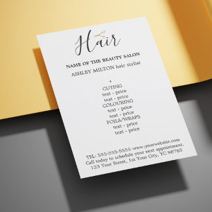 Elegant Black White Golden Scissors Hair Menu Flygblad