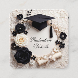 Elegant Black White Graduation Details Enclosure Tilläggskort