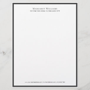 Elegant Black White Gräns Office Professionell Brevhuvud