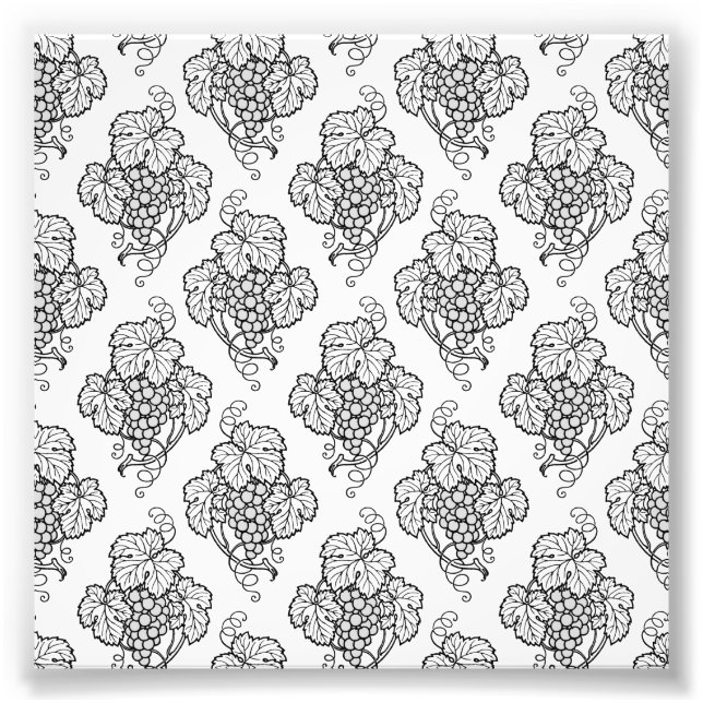 Elegant Black White Grape Bunches Wine Fruit Lover Fototryck (Framsidan)